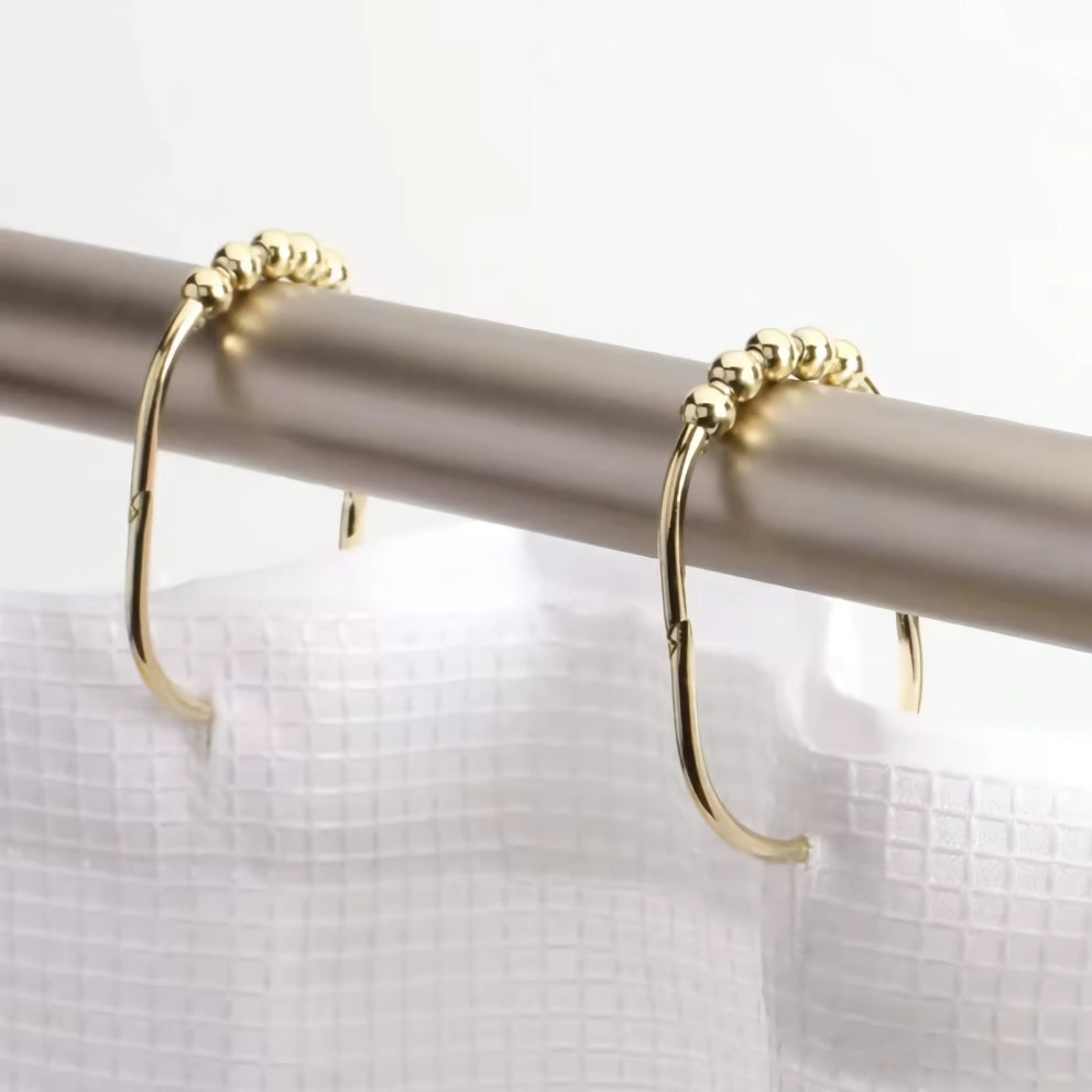 Elegant Gold Shower Curtain Rings with Easy Glide Rollers