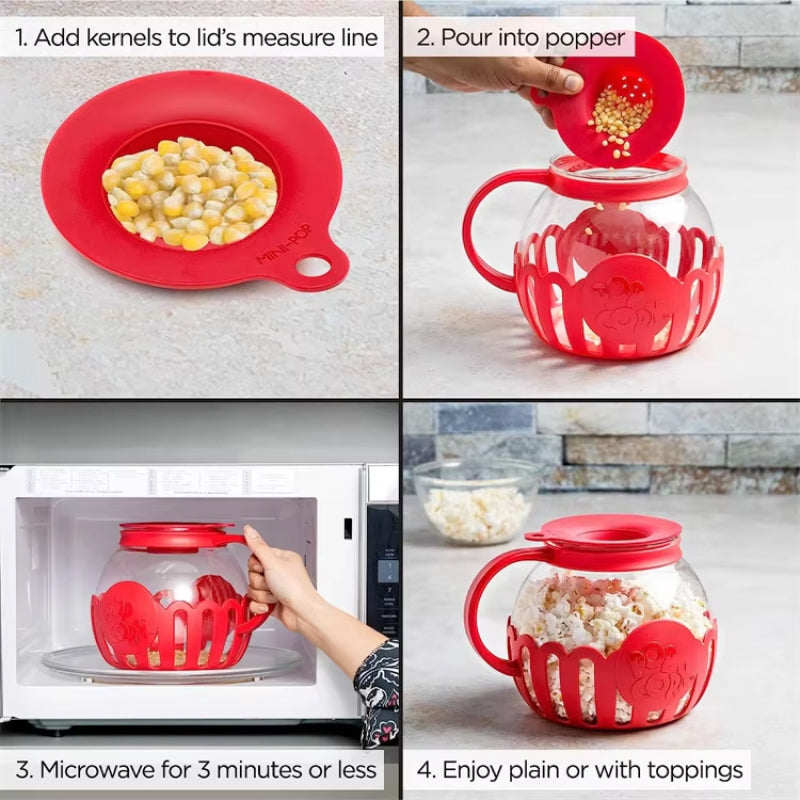 Microwave Glass Popcorn Popper with Silicone Lid