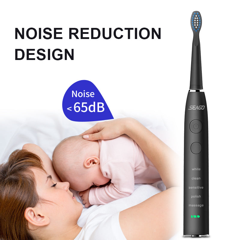 Electric Sonic Toothbrush USB Rechargeable with Long Battery Life and Replacement Heads