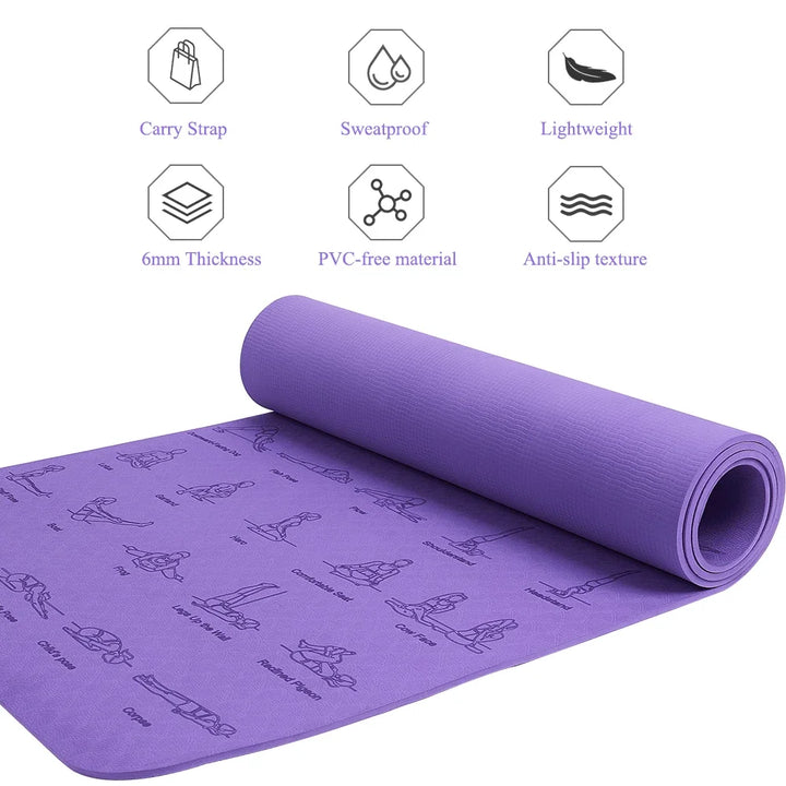 Non-Slip Fitness Mat for Yoga, Pilates, Gym & Home Workouts