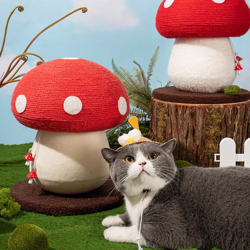 Charming Red Mushroom Cat Scratching Post