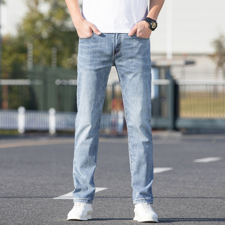 Summer Thin Jeans Men's Slim-fit Straight Trousers