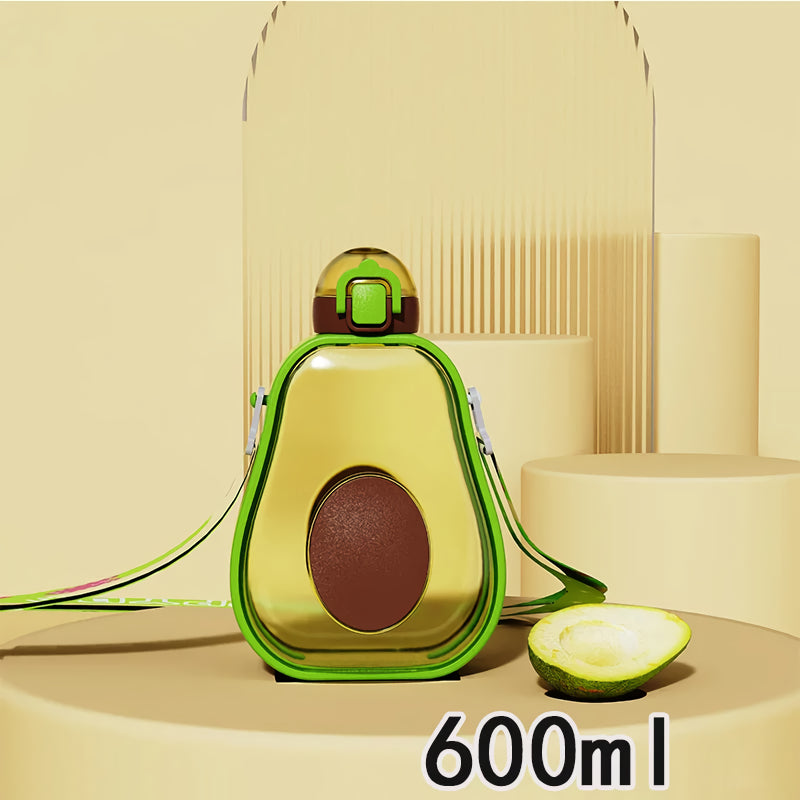 600ml Avocado Kids Water Bottle with Straw