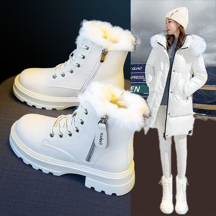 Korean Version Fleece-lined Autumn And Winter High-top Cotton Boots