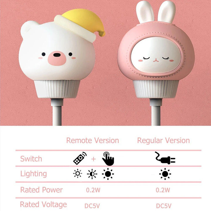 Adjustable Brightness Cartoon Night Light with Remote