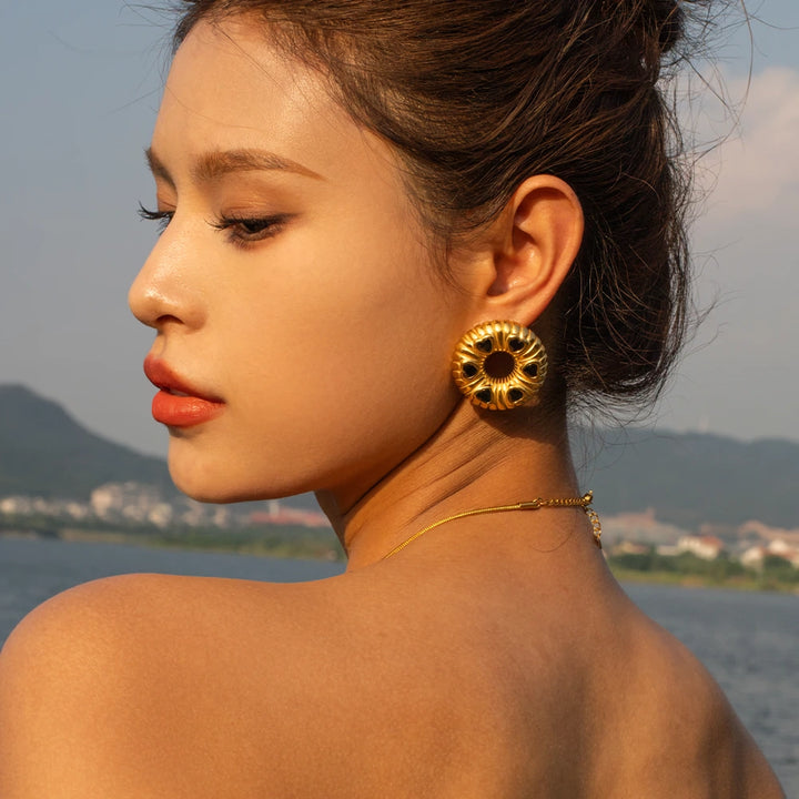 18K Gold Plated Minimalist O-shaped Earrings/Necklace