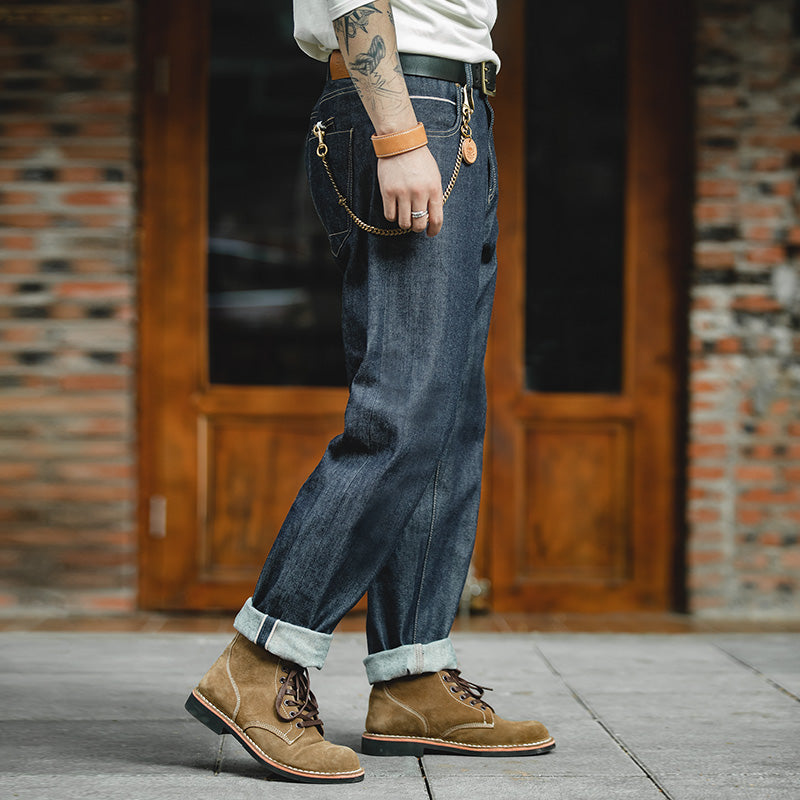 Vintage Straight-Leg Denim Jeans