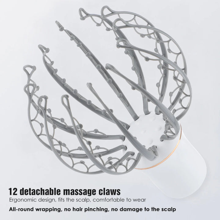 Electric Octopus-shaped Head Massager with 3 Modes and 12 Detachable Massage Claws for Scalp Relaxation