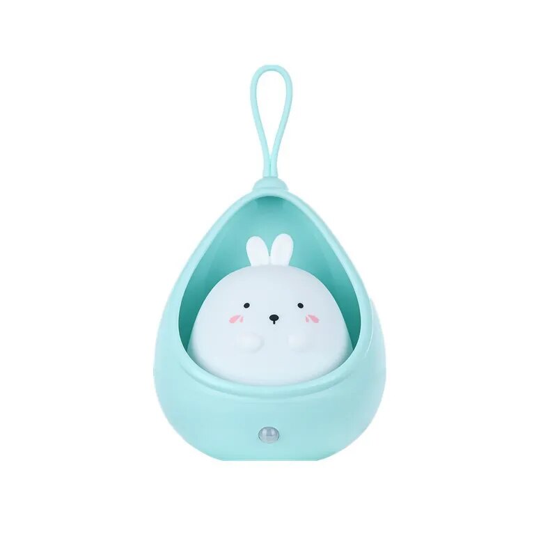 Cute Animal LED Night Light with Human Induction Sensor – USB Rechargeable Wall Lamp for Kids