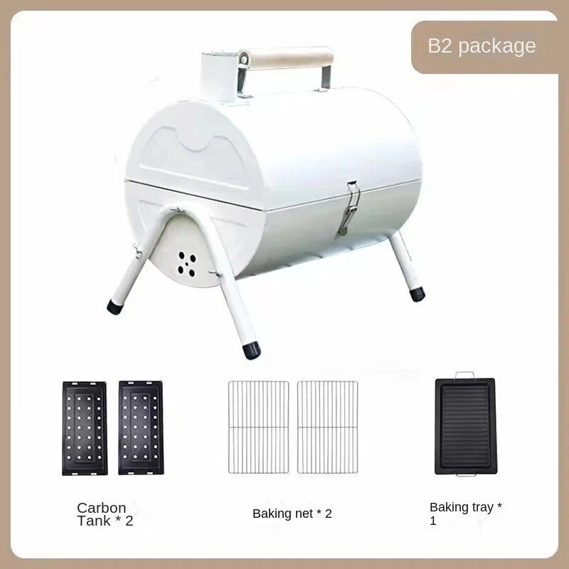 Portable Dual Cooking Area Charcoal Grill – Smoke-Free, Easy Carry BBQ for Outdoor Adventures