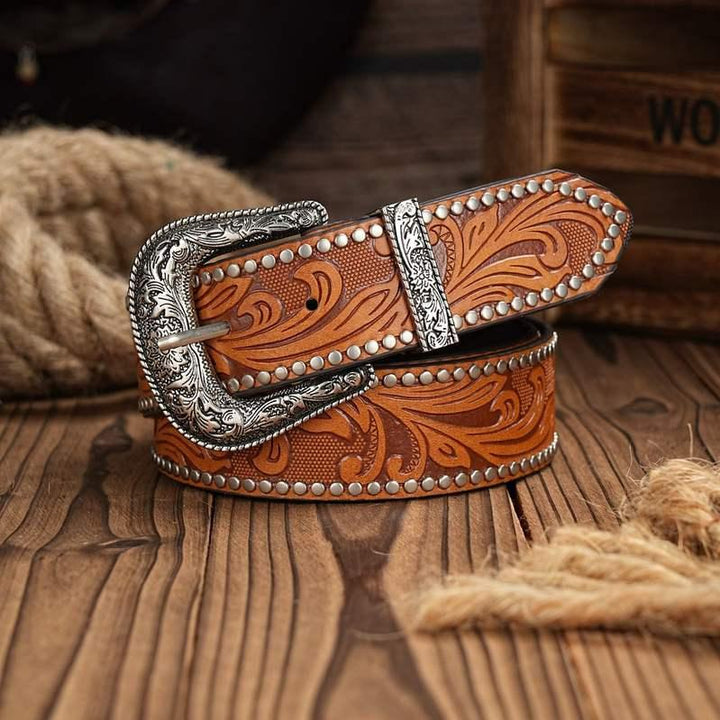 Western Cowboy Leather Belt