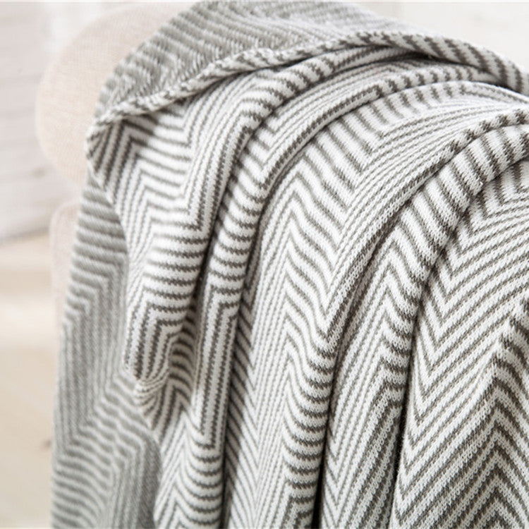 Cozy Wave Stripe Knit Throw Blanket - Brown & Gray