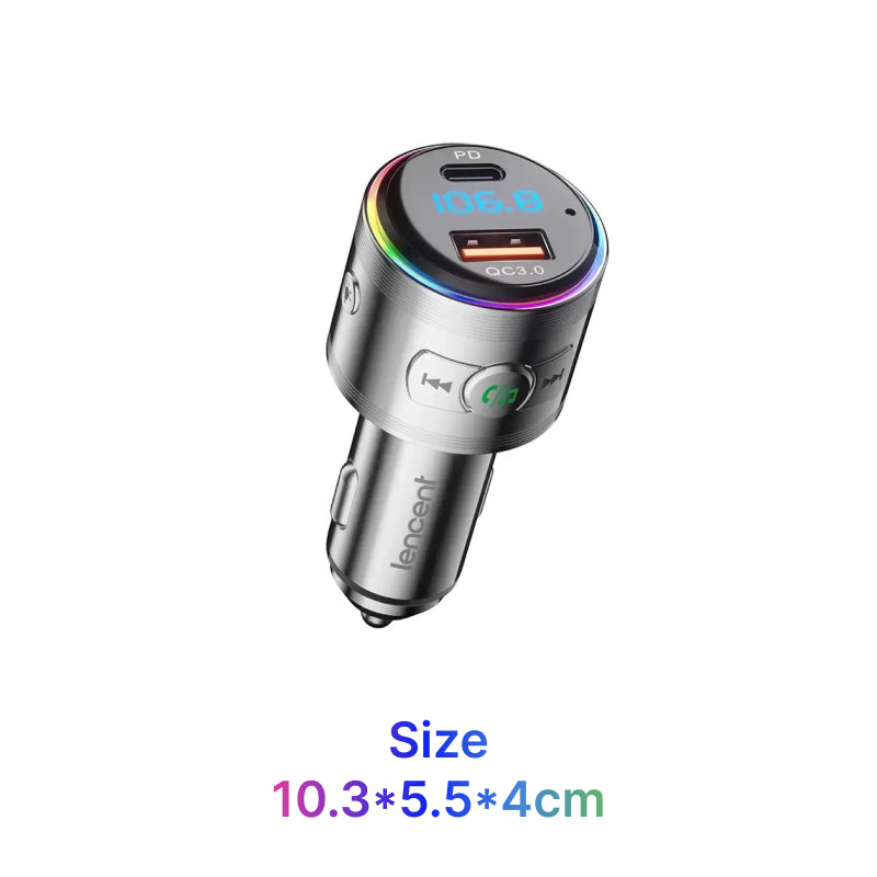 Bluetooth 5.3 FM Transmitter with PD 20W & QC3.0 Fast Charger and Hi-Fi Music Adapter