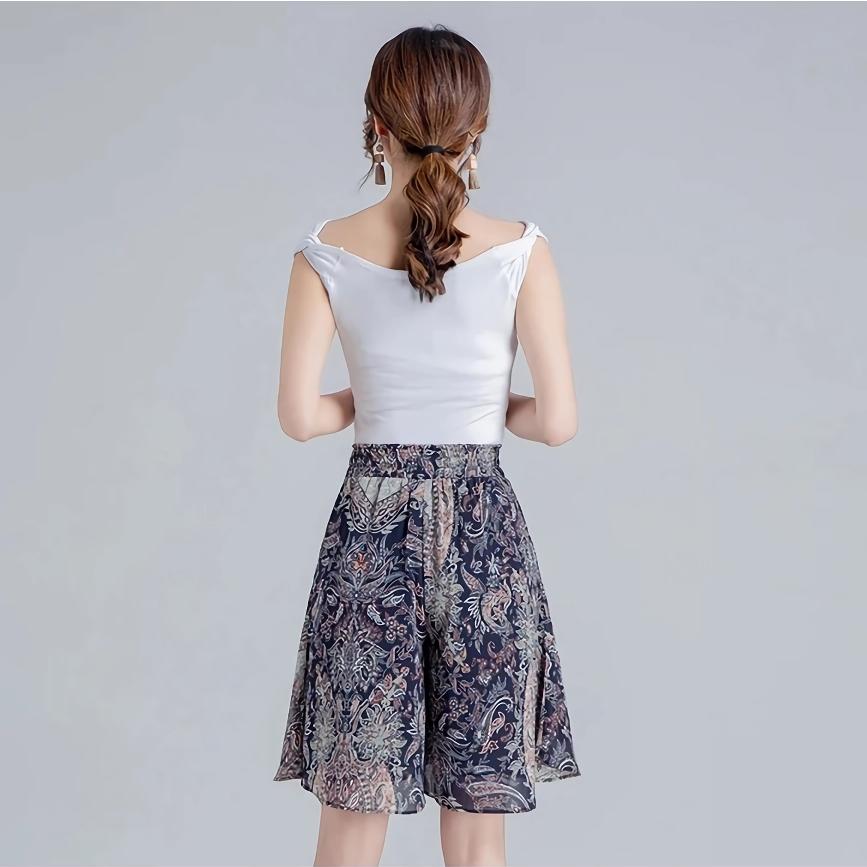 Women's Summer Chiffon Wide Leg Shorts Skirt