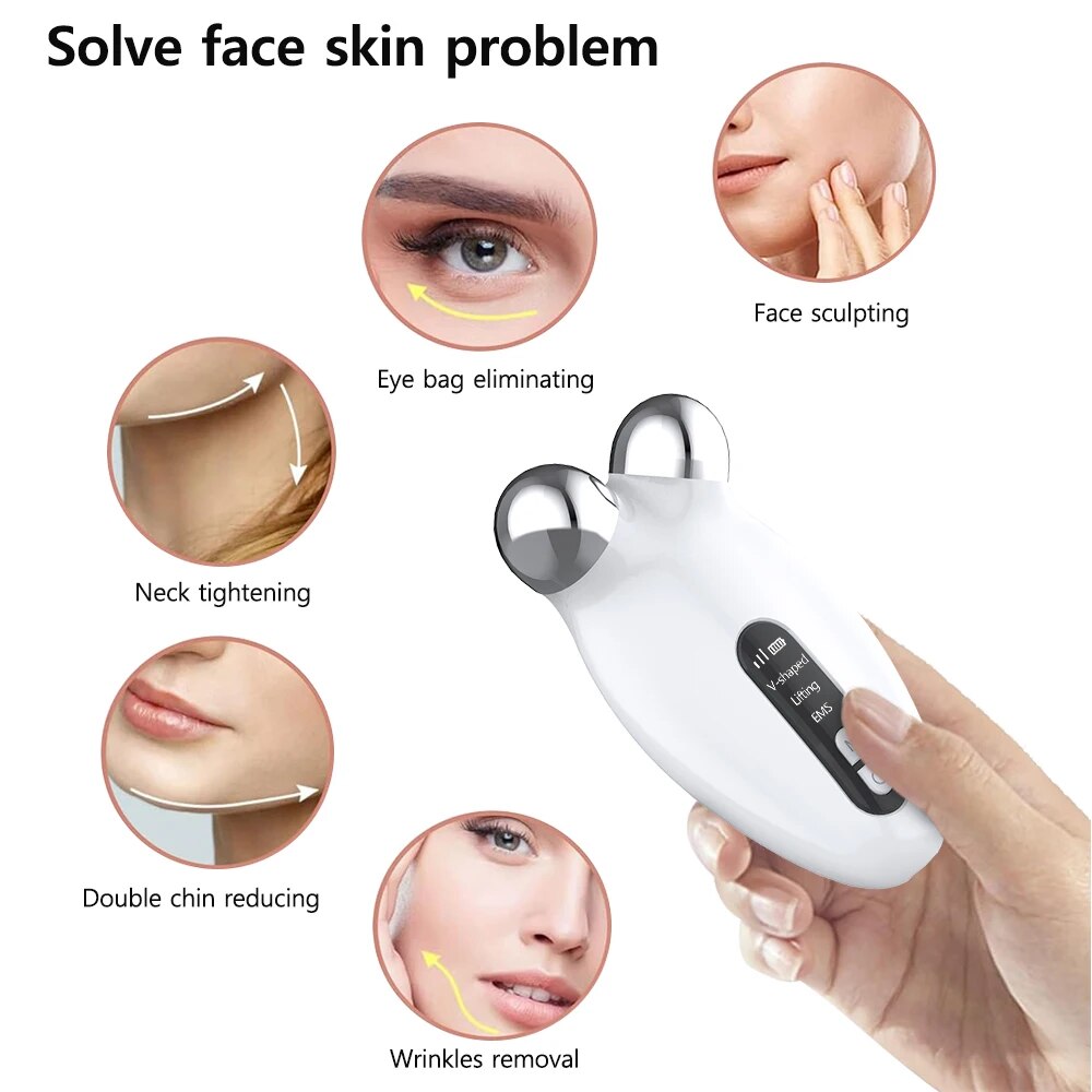 Facial Rejuvenator: Microcurrent EMS Roller & Vibrating Massager