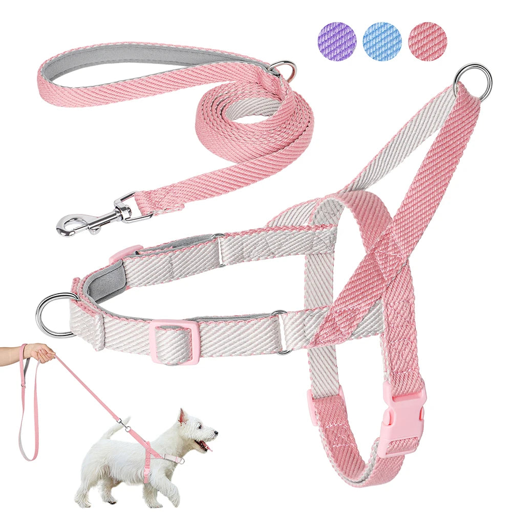 Adjustable No-Pull Dog Harness and Leash Set - Soft, Durable, Lightweight for Pitbull and All Breeds