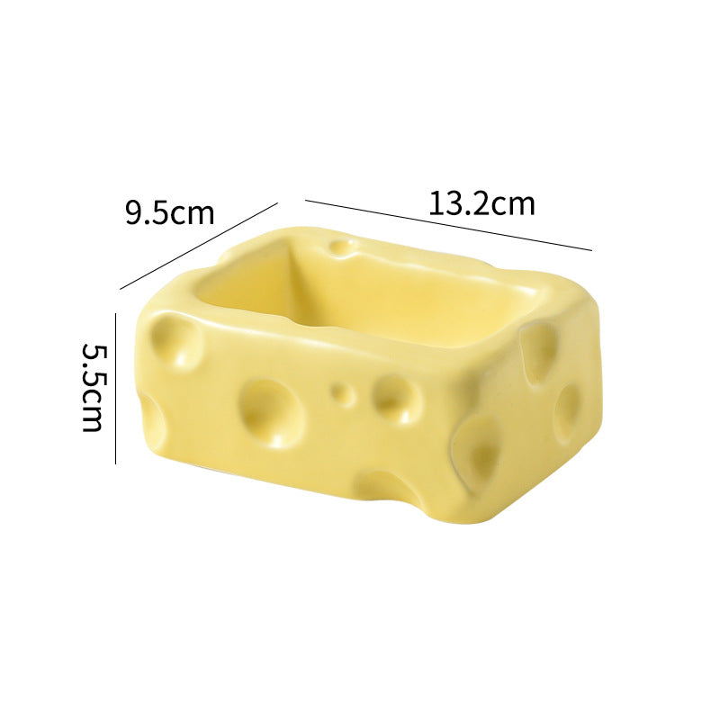 Cheese-Shaped Ceramic Pet Bowl