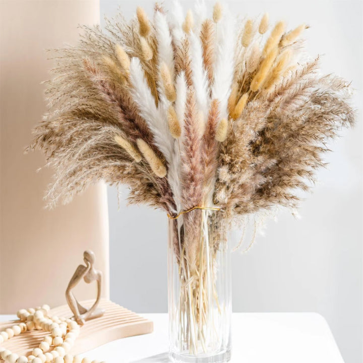 105pcs Natural Dried Flowers Pampas Grass Bouquet