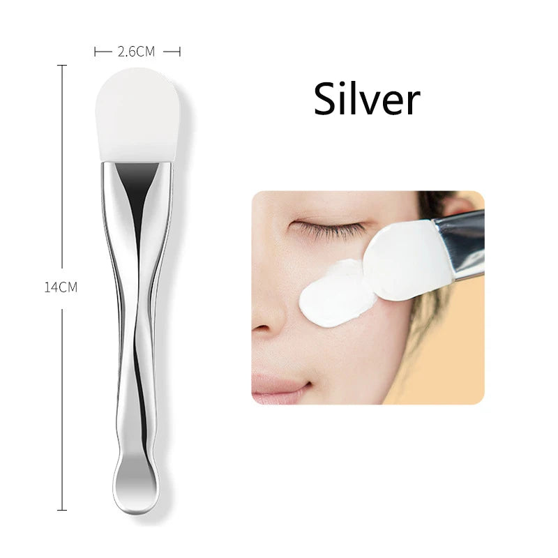 Silicone Facial Mask Brush with Digging Spoon – Dual-Use Skincare Tool