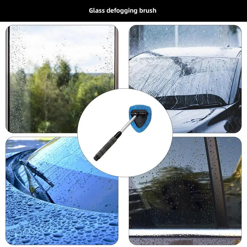 Telescopic Car Windshield Cleaner with Microfiber Pad and Detail Brush