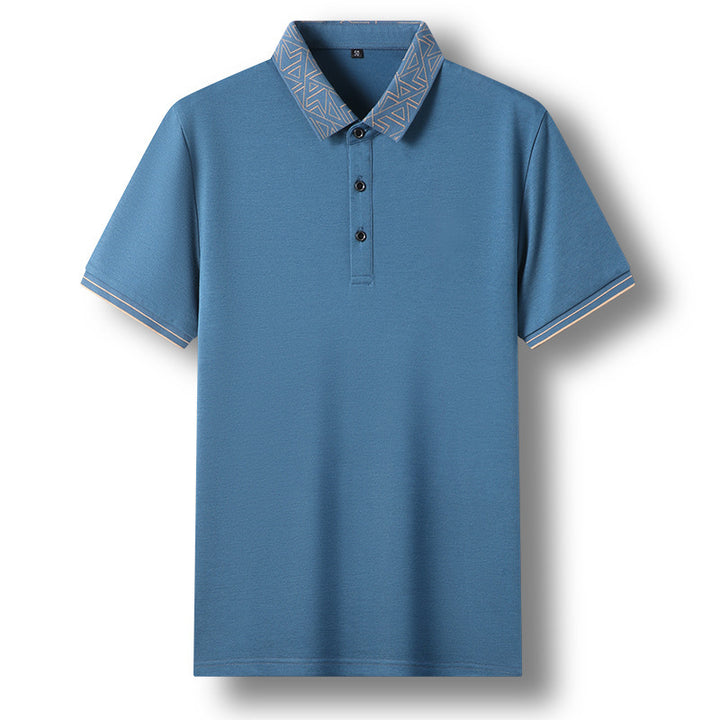 T-shirt Men's Polo Collar Solid Color Thin