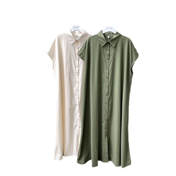 Summer Dress Women's Pullover Short Sleeve Linen Solid Color