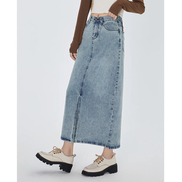 Classic High Waist Straight Denim Skirt