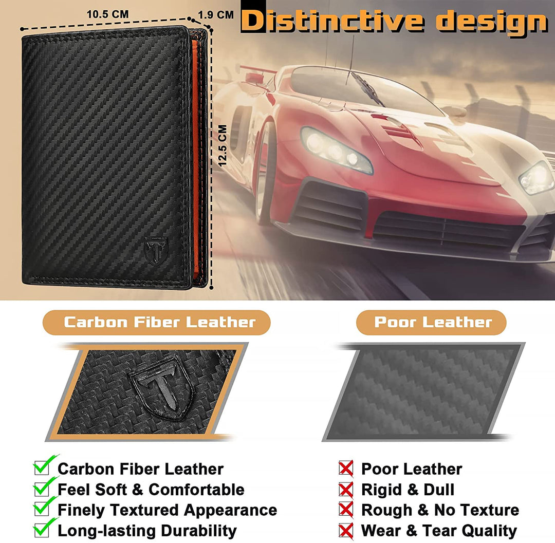 Carbon Fiber Men’s Wallet with RFID Protection and Coin Pocket