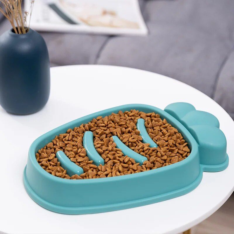 Carrot Design Anti-Choke Slow Feeder Bowl for Cats and Dogs