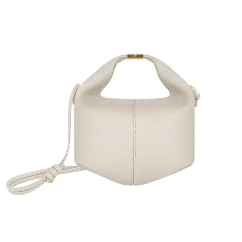 Leather Dumpling-Shaped Tote Bag