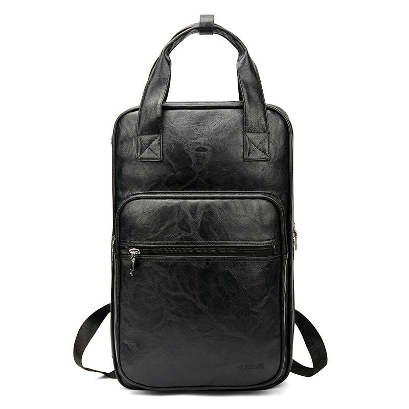 Simple Thick Leather Waterproof Backpack