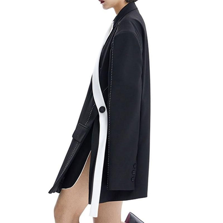 Women's Spliced Contrast Color Blazer