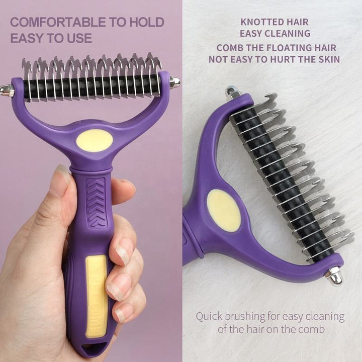 Dog Grooming comb Pet Deshedding Brush - Double-Sided Undercoat Rake for Dog Cat