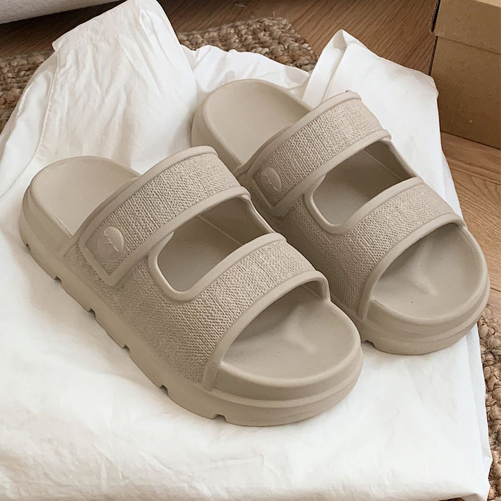 Casual Double-straped Slippers Comfortable Platform Beach Shoes