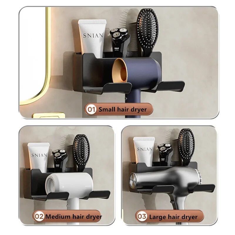 Double-Tier Eco-Friendly Wall Mounted Hair Dryer Holder