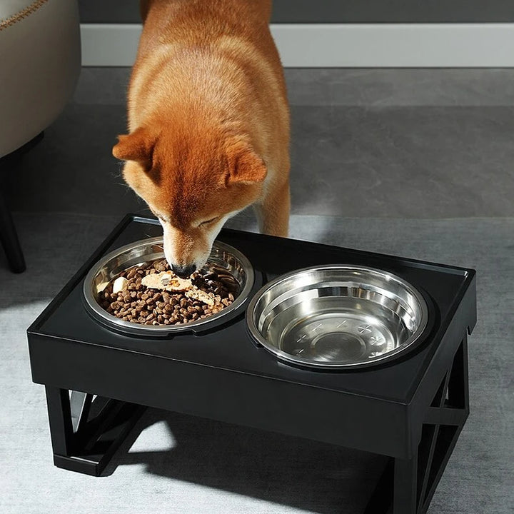 Adjustable Height Dog Bowl Stand with Slow Feeding Option - Suitable for Medium to Large Dogs