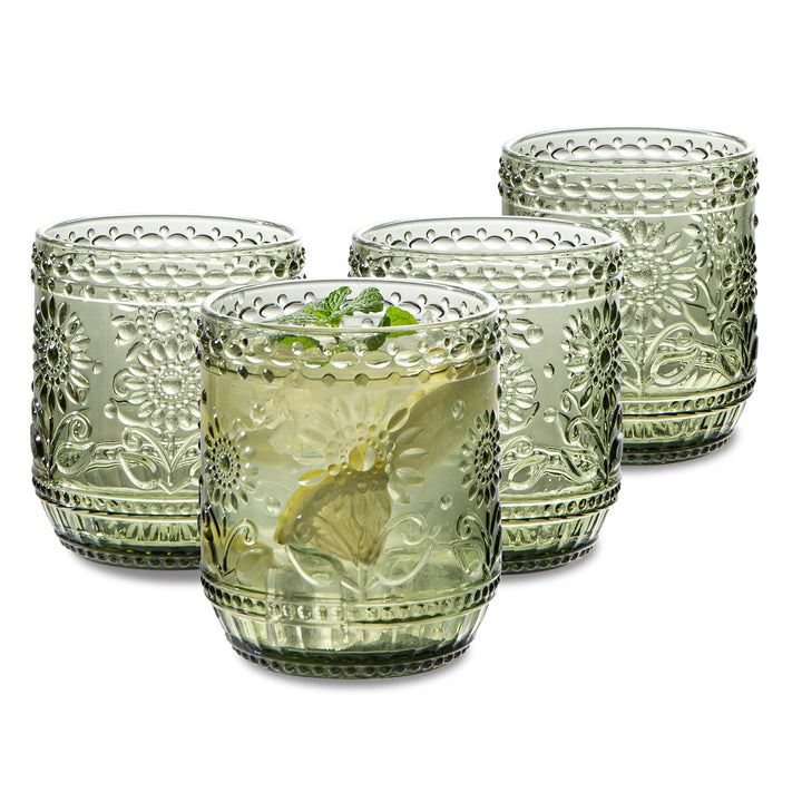 Elegant 360ML Embossed Glass Petal Cup