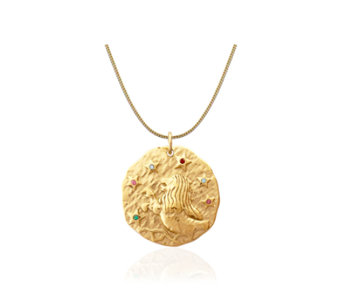 Twelve Constellations Gold Coin Pearl Necklace