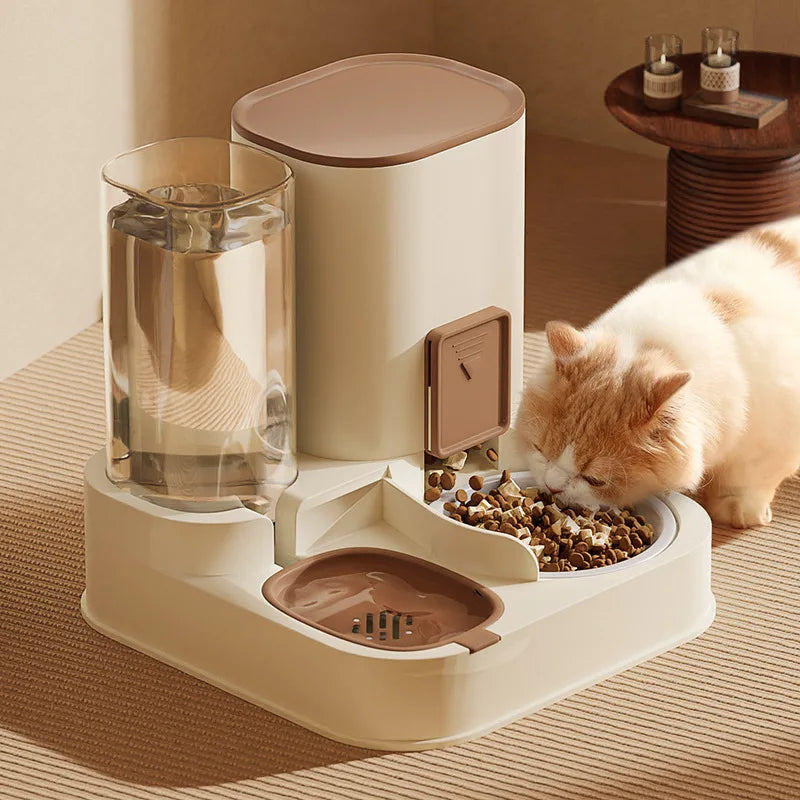 Ceramic & PP Automatic Cat Feeder with Large Capacity Water Dispenser