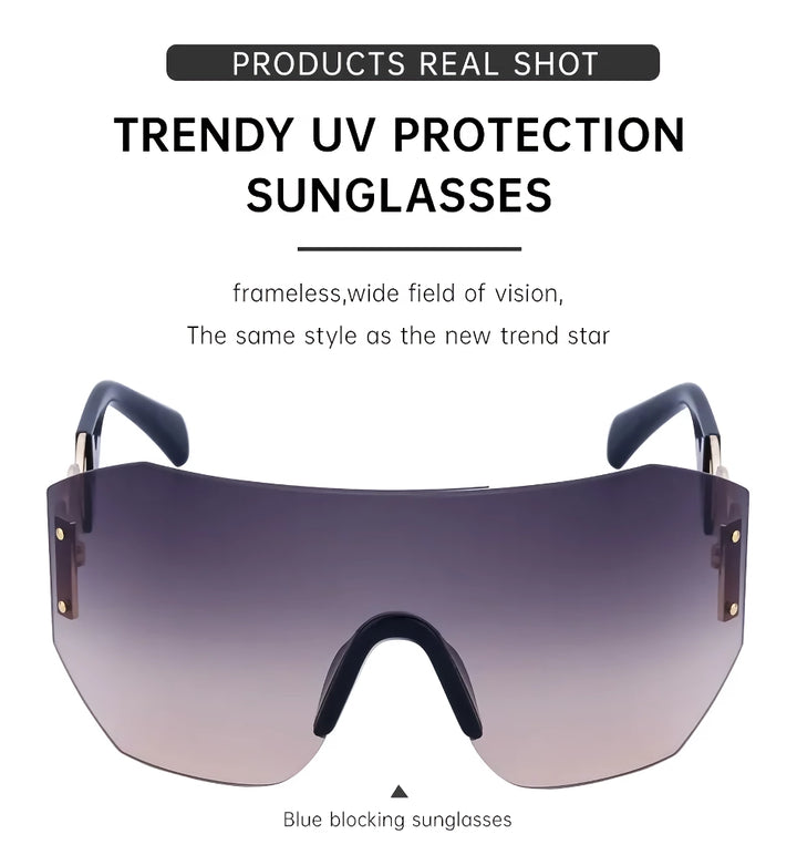 Oversized Shield Rimless Sunglasses