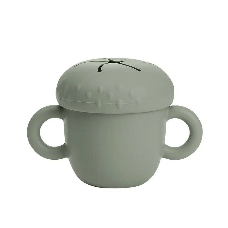 Silicone Toddler Snack Cup with Secure Lid & Straw