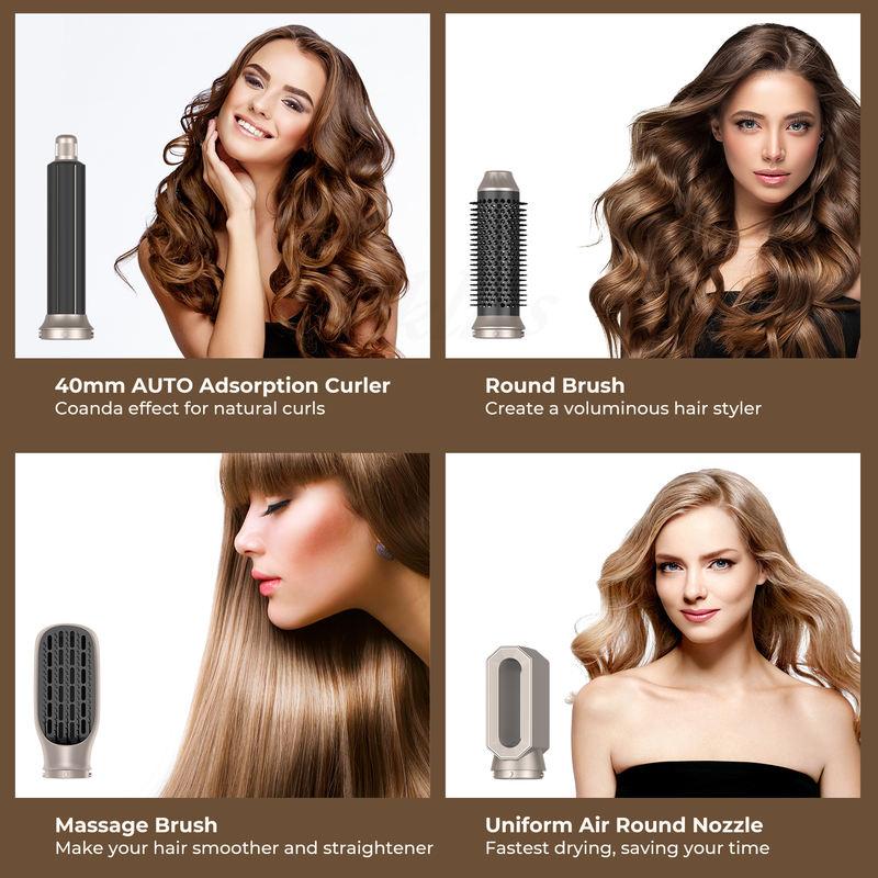 5-in-1 Detachable Hair Dryer Brush and Volumizer - Hot Air Styling Brush