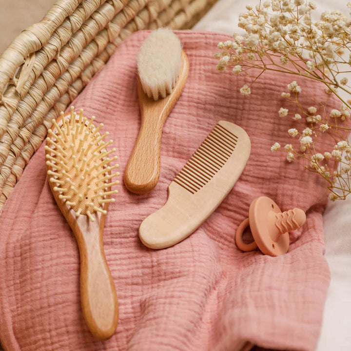 Beech Wood Baby Hair Brush and Massager