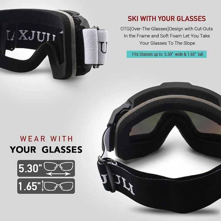 Multi-Purpose OTG Ski Goggles with Anti-Fog, UV Protection & Helmet Compatibility