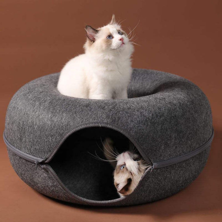 Dual-Use Donut Cat Bed & Tunnel