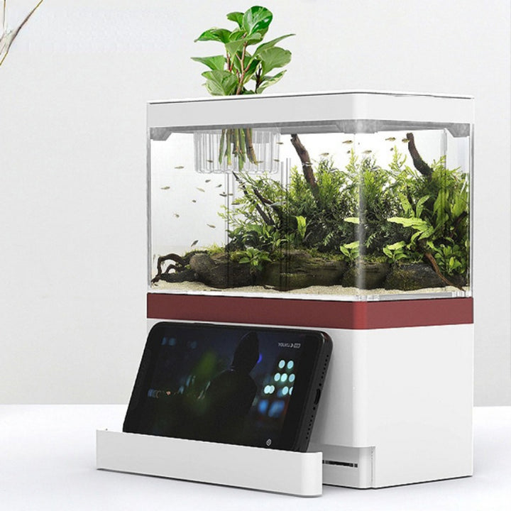 Self-Circulating Mini Fish Tank with USB Charging Filter