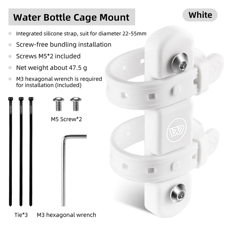 Adjustable Bicycle Water Bottle Holder with Integrated Strap