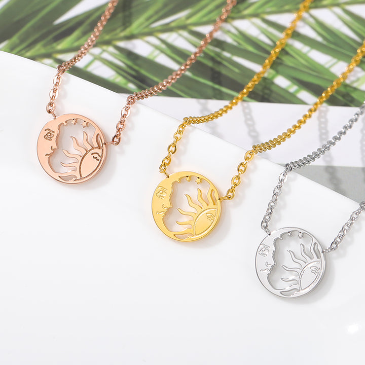 Moon and Sun Coin Pendant Necklace