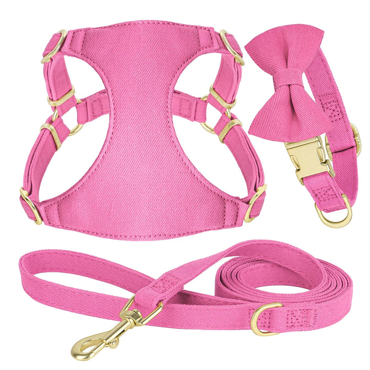 Bowtie Dog Collar Harness Leash Set