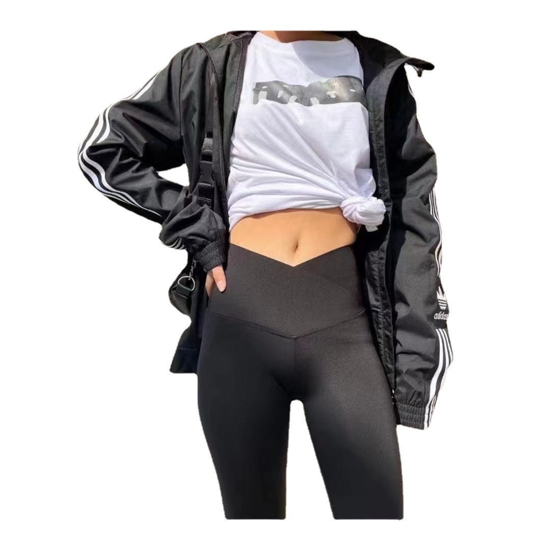 Women's Simple Cross-waist Shark Skin Leggings